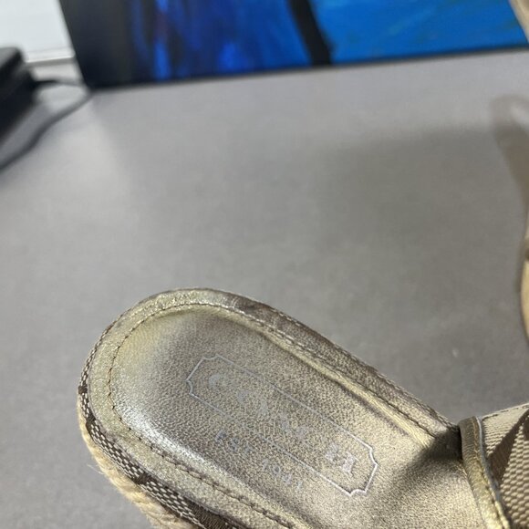 Women’s Coach Espadrille Wedge Sandals (Beige, Size 9 US) - Picture 6 of 7
